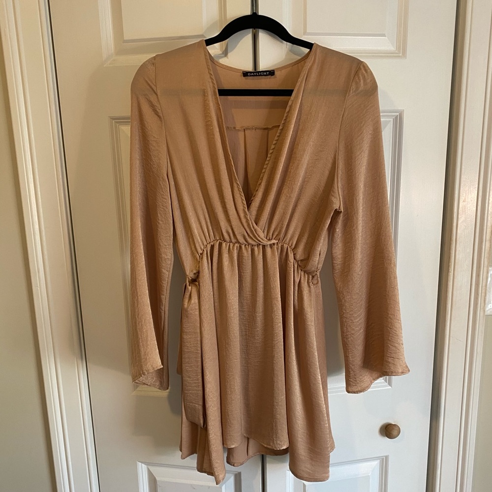 Gold Mini Tie Dress